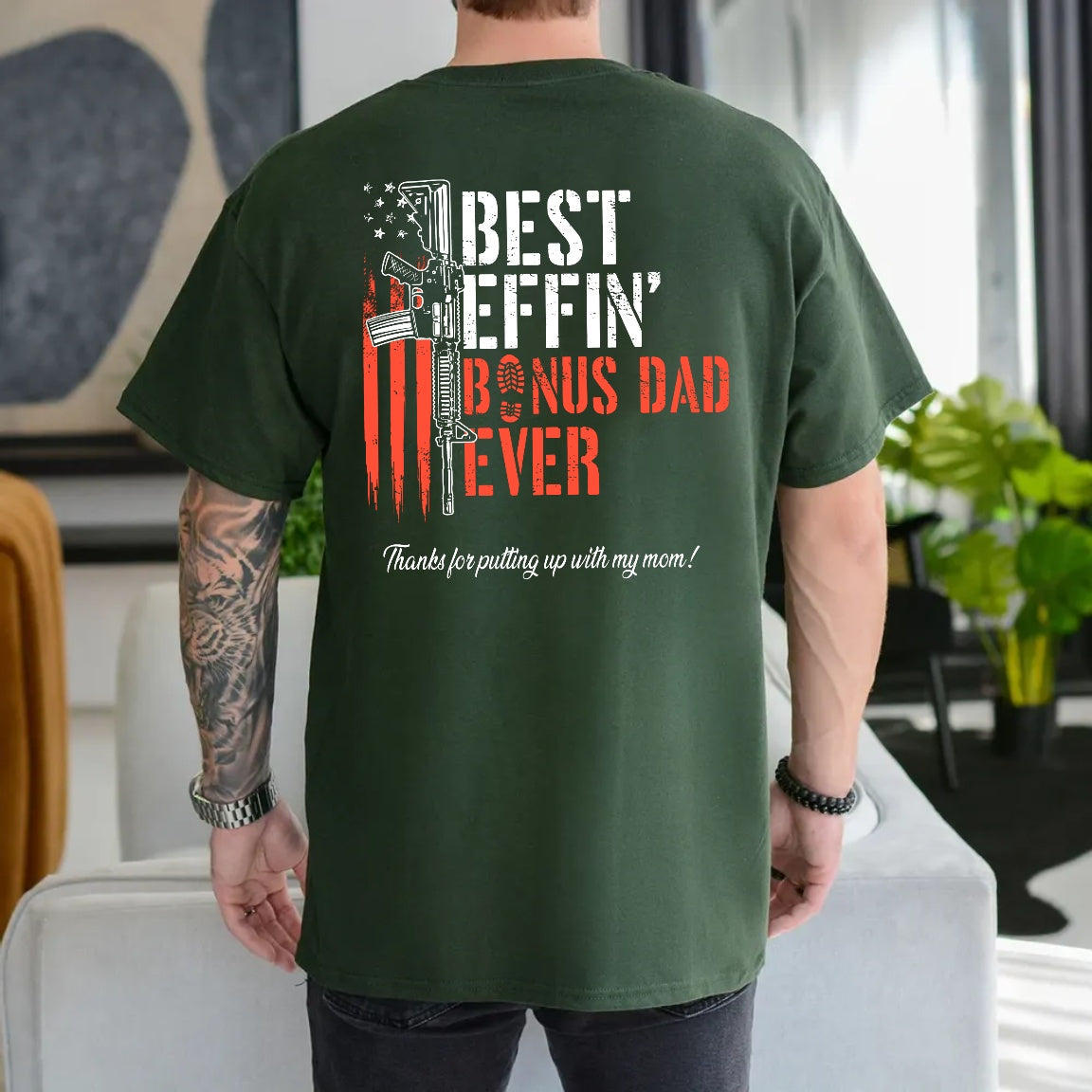 Effin’ Bonus Dad Ever Thanks For Putting Up With My Mom Vintage TShirt, Bonus Dad Shirt, Gift For Father's Day, Stepdad Shirt